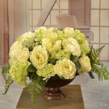 (image for) Green and Cream Silk Floral Centerpiece AR390