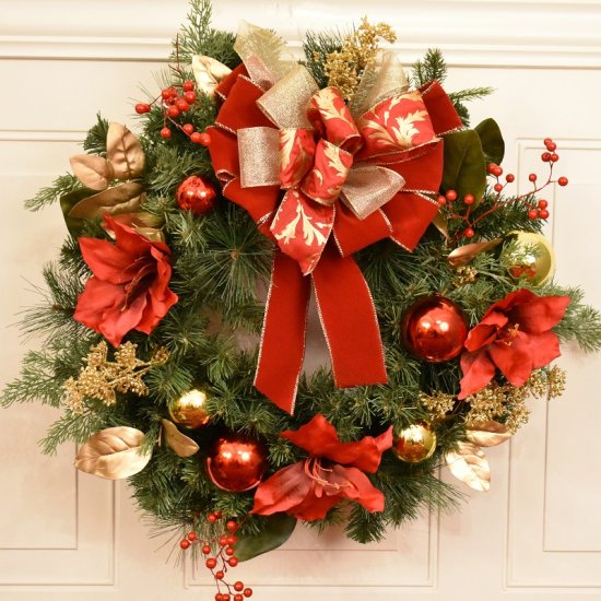 (image for) 24" Red and Gold Amaryllis Christmas Wreath TEXT_CLOSE_WINDOW
