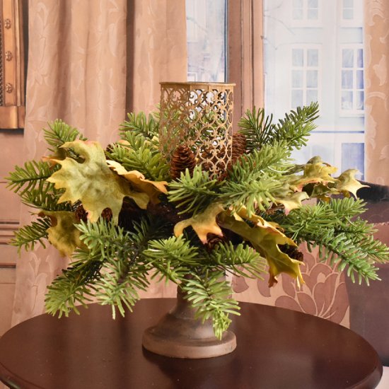(image for) Pedestal Candle Centerpiece with Pine AR486 TEXT_CLOSE_WINDOW
