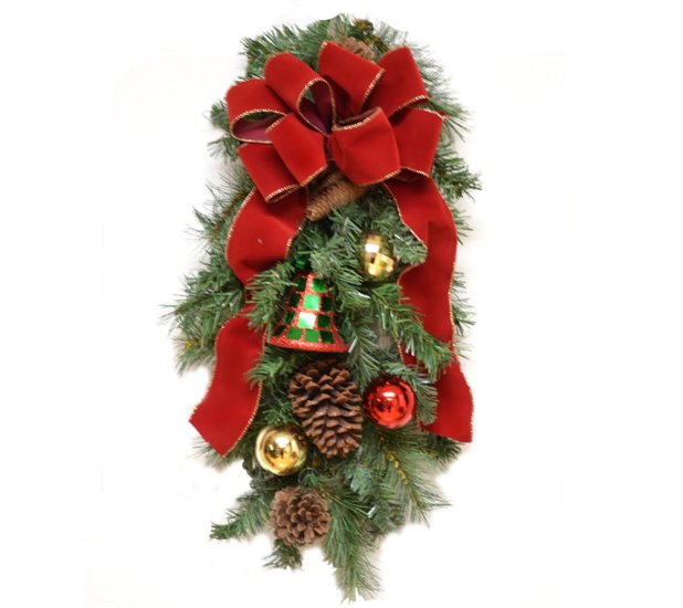 (image for) Red Golden Bell Christmas Door Swag CR4663 TEXT_CLOSE_WINDOW