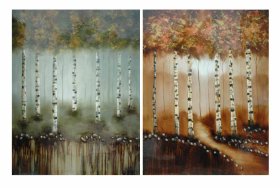 (image for) Birch Tree in Blue & Amber Mist Set/2