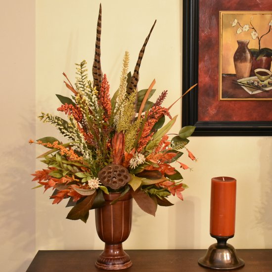 (image for) Heather and Feather Floral Design in Bronze Finish Urn AR482 TEXT_CLOSE_WINDOW