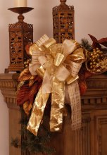 (image for) Christmas Designer Bows - Set of 2 Gold Decoarative Ribbons