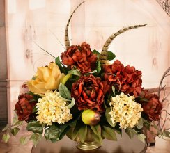 (image for) Burgundy and gold Silk Magnolia Centerpiece AR341