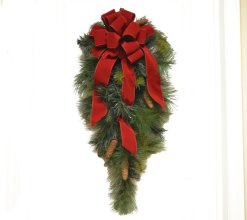 (image for) Christmas Pine Swag with Red Velvet Bow CR4871