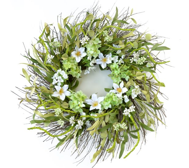 (image for) Green and White Blossom Wreath Out of Stock TEXT_CLOSE_WINDOW
