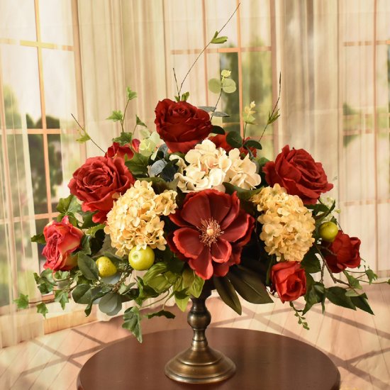 (image for) Rose and Hydrangea Silk Centerpiece in Pedestal Vase AR451 TEXT_CLOSE_WINDOW