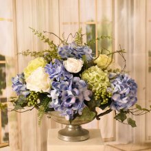 (image for) Blue Hydrangea and Rose Silk Floral Arrangement AR440