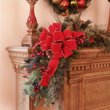 (image for) Christmas Mantle Corner piece with Bow CR1024 Holiday-Decoration