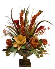 (image for) Grande Silk Floral Design in Gold and Rust AR419- Out Of Stock