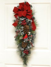 (image for) CR4618 Christmas Holiday Cardinal Door Swag- Flocked Snow