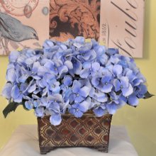 Silk Flowers | Blue Hydrangea in Chocolate Vase