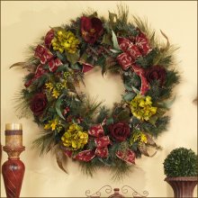 (image for) 30" Grande Burgundy Rose Christmas Wreath CRWR0811-75