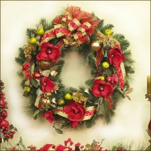 (image for) Festive Green and Red Holiday Wreath CRWR0823-48