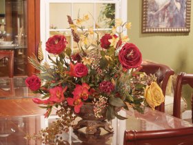 (image for) Red and Gold Silk Rose Arrangement AR102-120