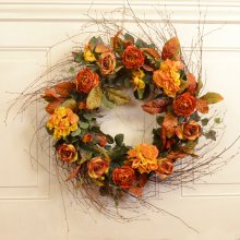 (image for) Wispy Gold and Rust Large Silk Floral Wreath FL12-2