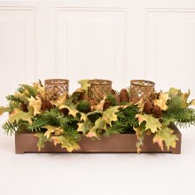 Autumn Filigree Candle Centerpiece with Foliage CR1625