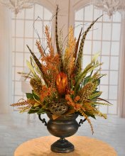 Heather and Feather Floral Design in Bronze Finish Urn AR482