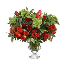 (image for) Roses Silk Flower Arrangement In Glass Vase ARWF9150