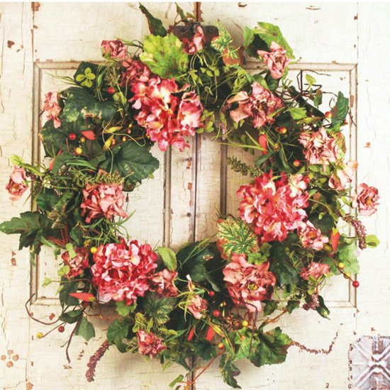 (image for) Rose Hydrangea and Ivy Wreath WS2124 TEXT_CLOSE_WINDOW
