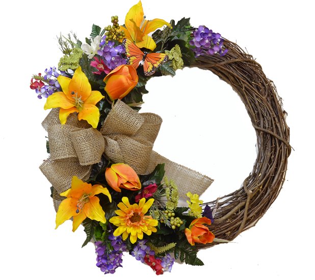 (image for) Orange and Yellow Lily Tulip Spring Wreath TEXT_CLOSE_WINDOW