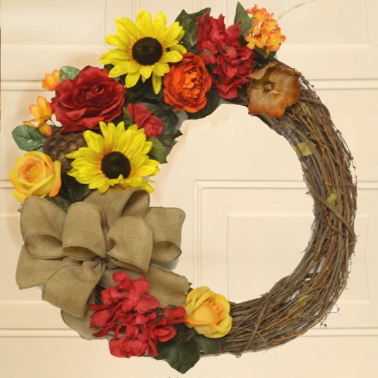 (image for) Sunflower and Rose Fall Wreath WR4894 TEXT_CLOSE_WINDOW