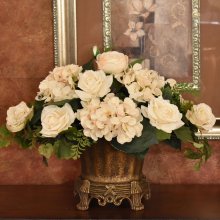 (image for) Cream Hydrangea and Rose Silk Floral Centerpiece AR405-MK107