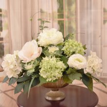 Green and White Peony and Hydrangea Centerpiece AR507