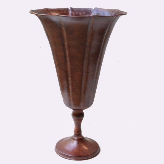 (image for) Tall Metal Pedestal Urn with Dark Brown Embossment V-03 TEXT_CLOSE_WINDOW