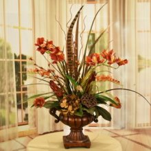Grande Mini Rust Orchids with Botanicals floral arrangement FA01