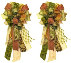 (image for) Set of 2 Christmas Bows - Multi-Colored for Wreaths and Mantles B4516