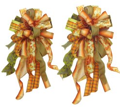 (image for) Set of 2 Autumn & Fall Multi-Colored Wreath and Door Bows B4517