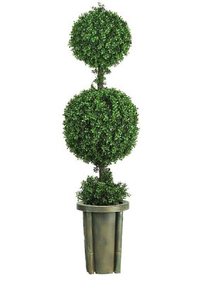 (image for) 5' Double Ball Leucodendron Topiary w/Decorative Vase # NN5221