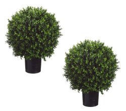 (image for) Set of 2 - 26" Ball-Shaped Boxwood Topiary - 2 ea. TP-LPB446
