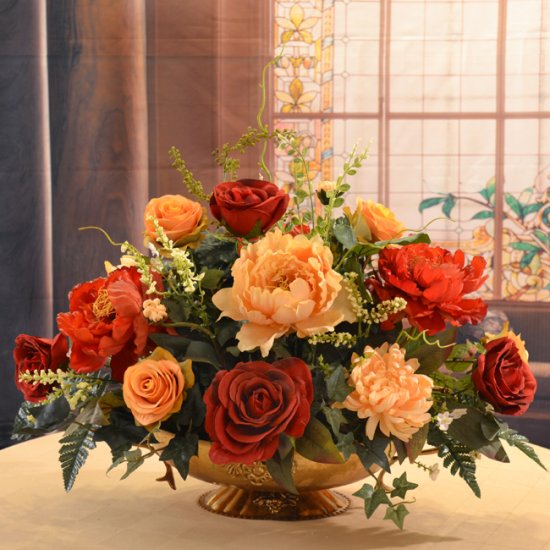 (image for) Rose and Peony Large Silk Flower Centerpiece AR352 TEXT_CLOSE_WINDOW