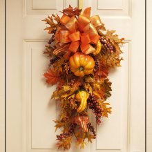 (image for) Pumpkin and Gourd Fall Door Swag - Autumn Door WR4635