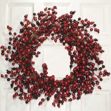 (image for) Large 24" Red Berry Christmas Wreath CR4584 Holiday-Decorations