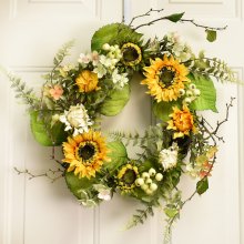 (image for) Sunflower Wreath with Fern, Berries WR4987