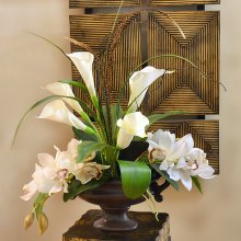 (image for) Calla Lily and Orchid Silk Flower Arrangement AR386