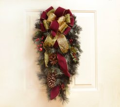 (image for) Christmas Swag for Doors-Burgundy