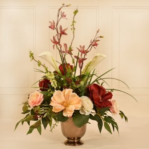 (image for) Magnolia, Rose and Orchid Silk Flower Arrangement AR411