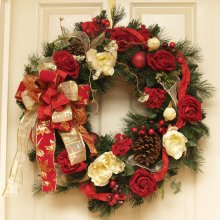 (image for) 28: Elegant Rose and Peony Winter Holiday Wreath CR4668