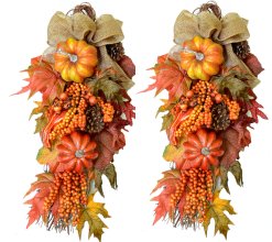 (image for) Set of 2 Fall Door Swags - Autumn Door Decor - WR4807 Out of Stock