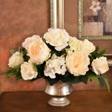 (image for) Cream Rose and Peony Silk flower Centerpiece AR532