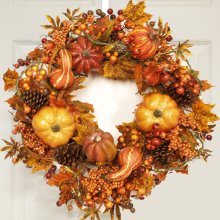 (image for) 26" Pumpkin and Gourd Fall Front Door Wreath WR4637