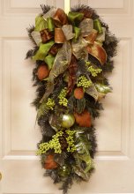 (image for) Green and Brown Ornament Holiday Door Swag CR4582