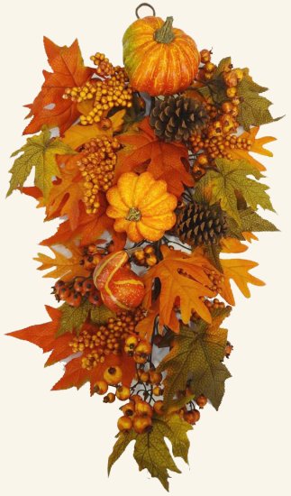 (image for) Fall Harvest Door Swag - Pumpkin Wreath WR4893 TEXT_CLOSE_WINDOW