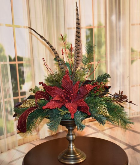 (image for) Burgundy Poinsettia Christmas Arrangement CR1576 TEXT_CLOSE_WINDOW