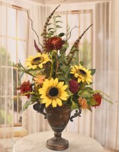 (image for) Tuscan Sunflower Floral Design in Aged Copper Urn AR509