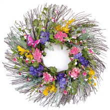 Wispy Colorful Spring Wreath with Butterfly WR4947 Out of Stock